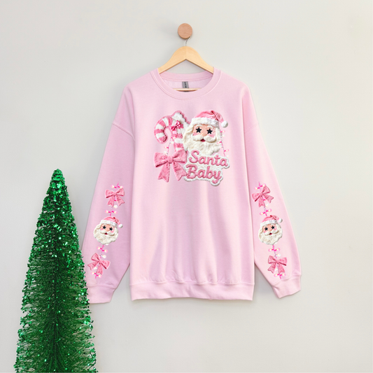 Pink Santa DTF Transfer