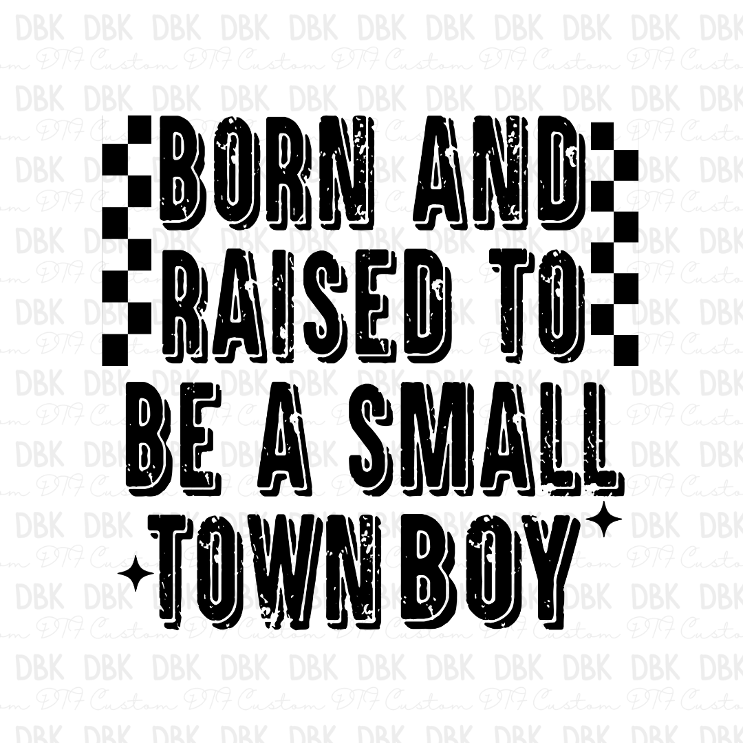 Born and raised to be a small town boy DTF transfer