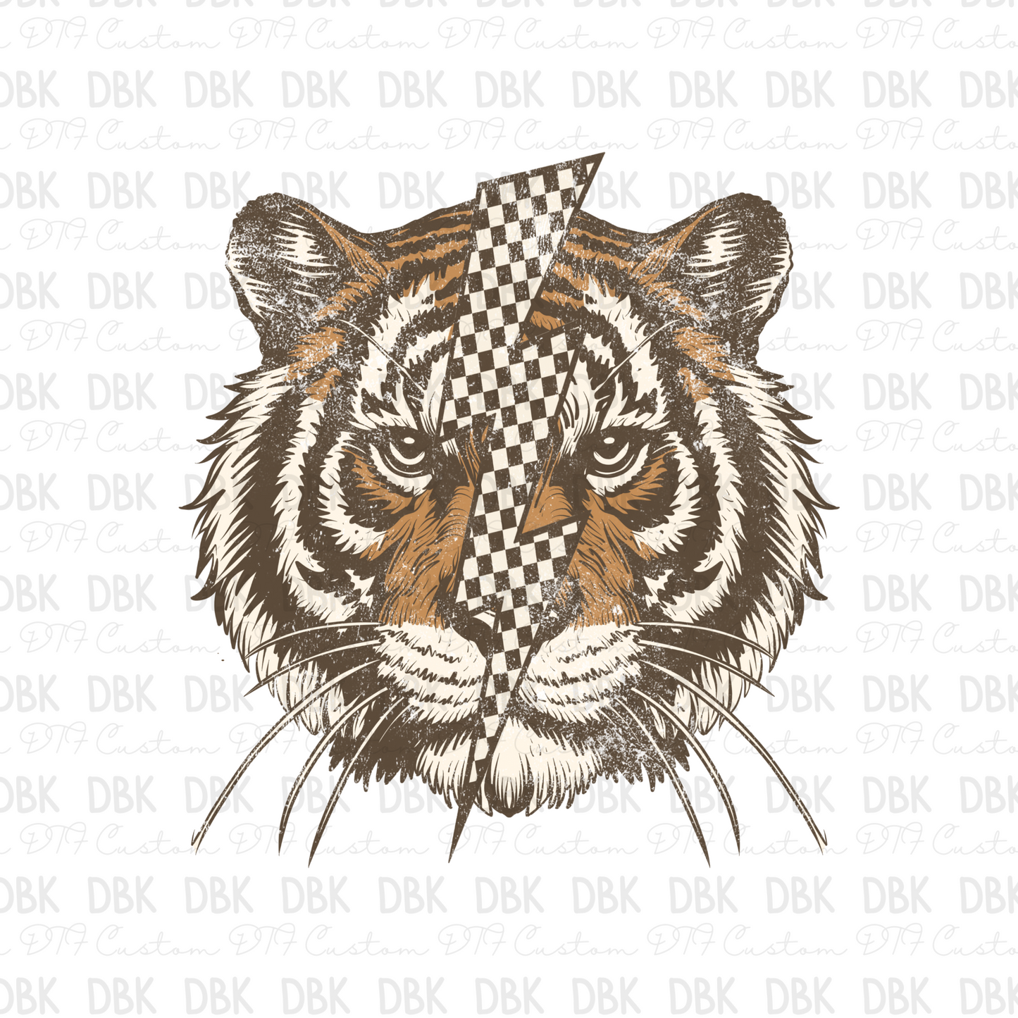 Tiger with bolt down middle DTF transfer I229