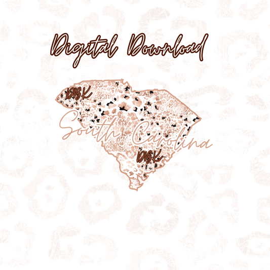 South Carolina Rose Gold Leopard Digital Download