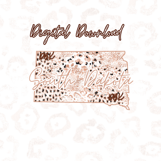 South Dakota Rose Gold Leopard Digital Download