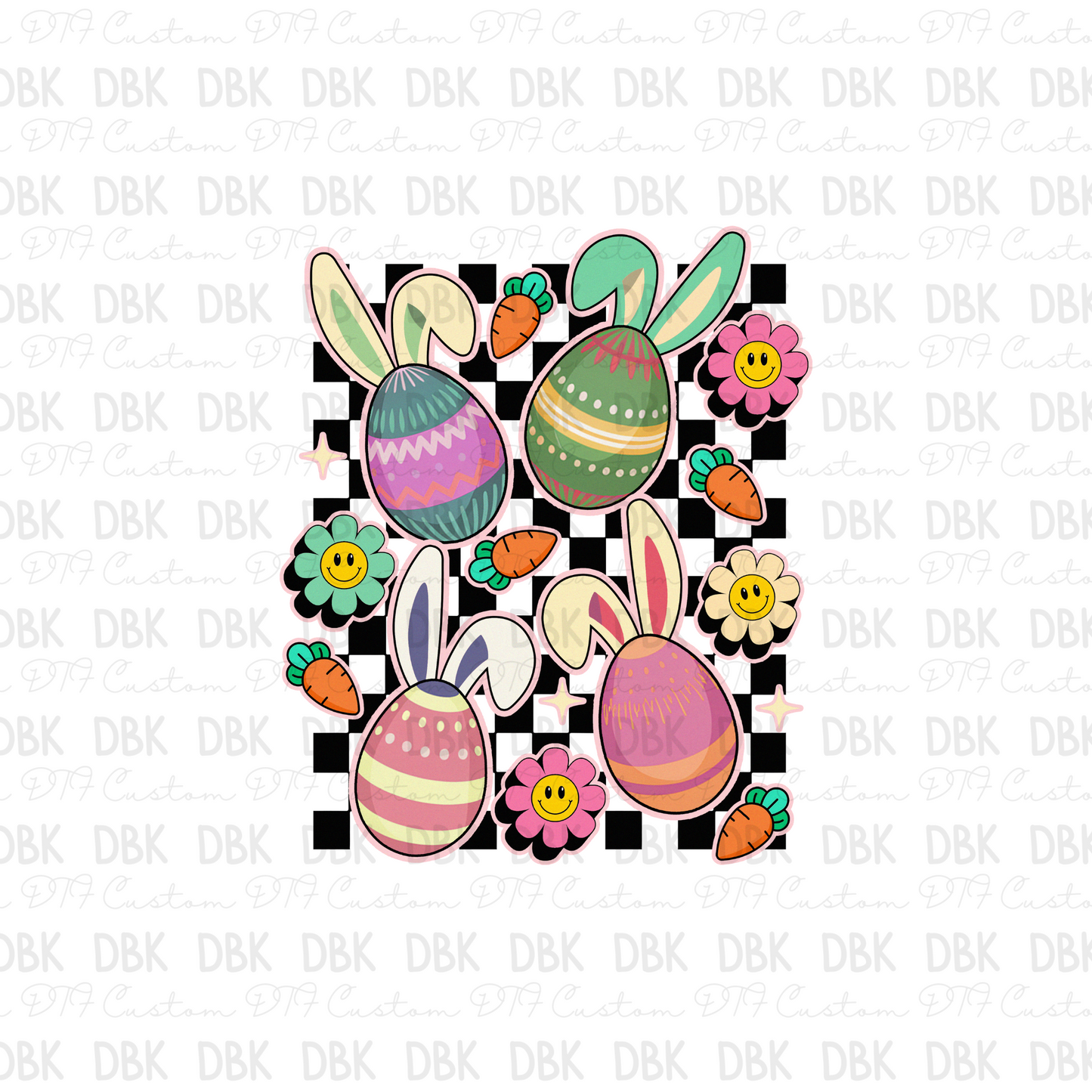Checkers Easter DTF Transfer W48