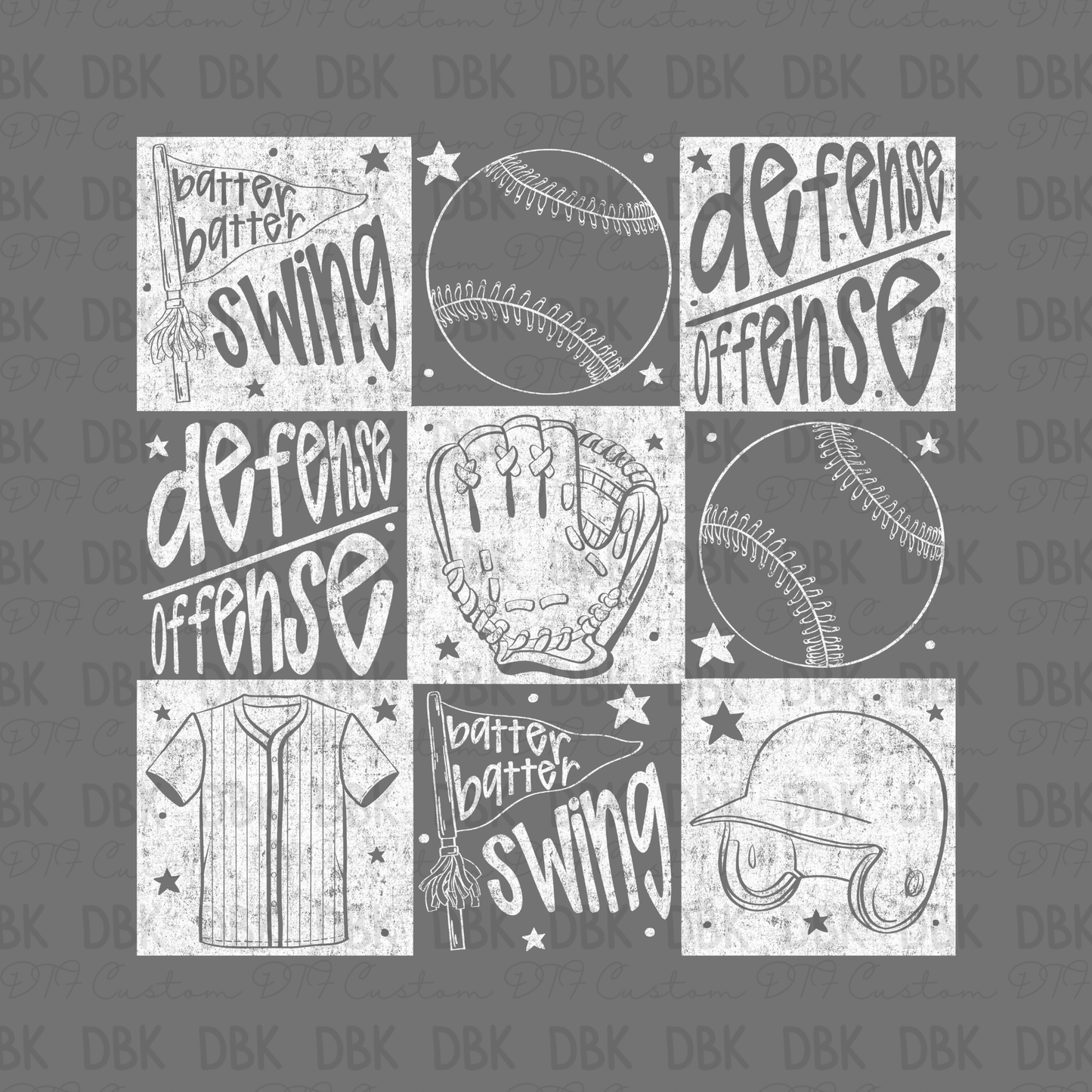 Baseball Things DTF Transfer WHITE C206