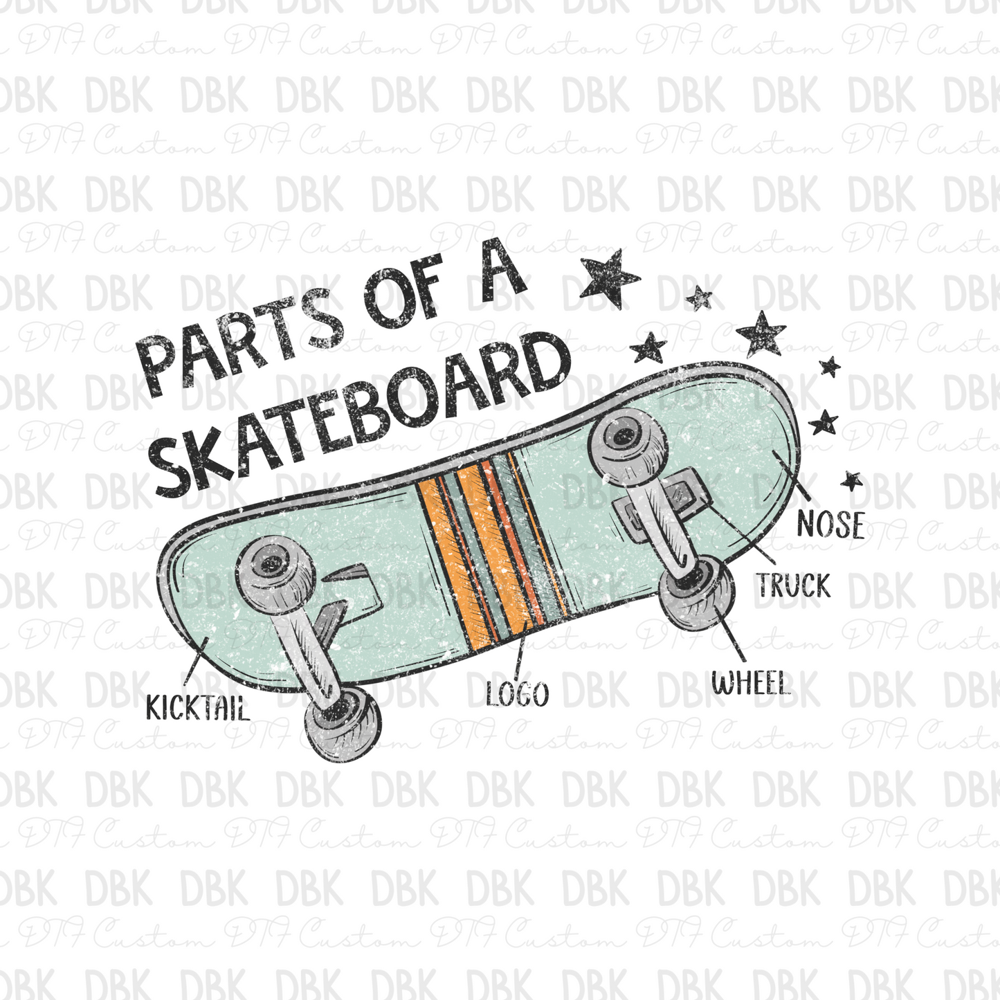 parts of a skateboard DTF Transfer K76