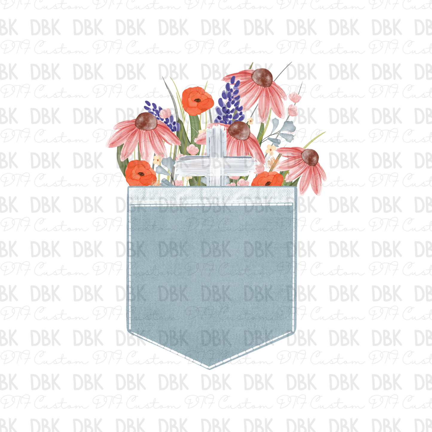Faith Floral Pocket DTF Transfer FT83