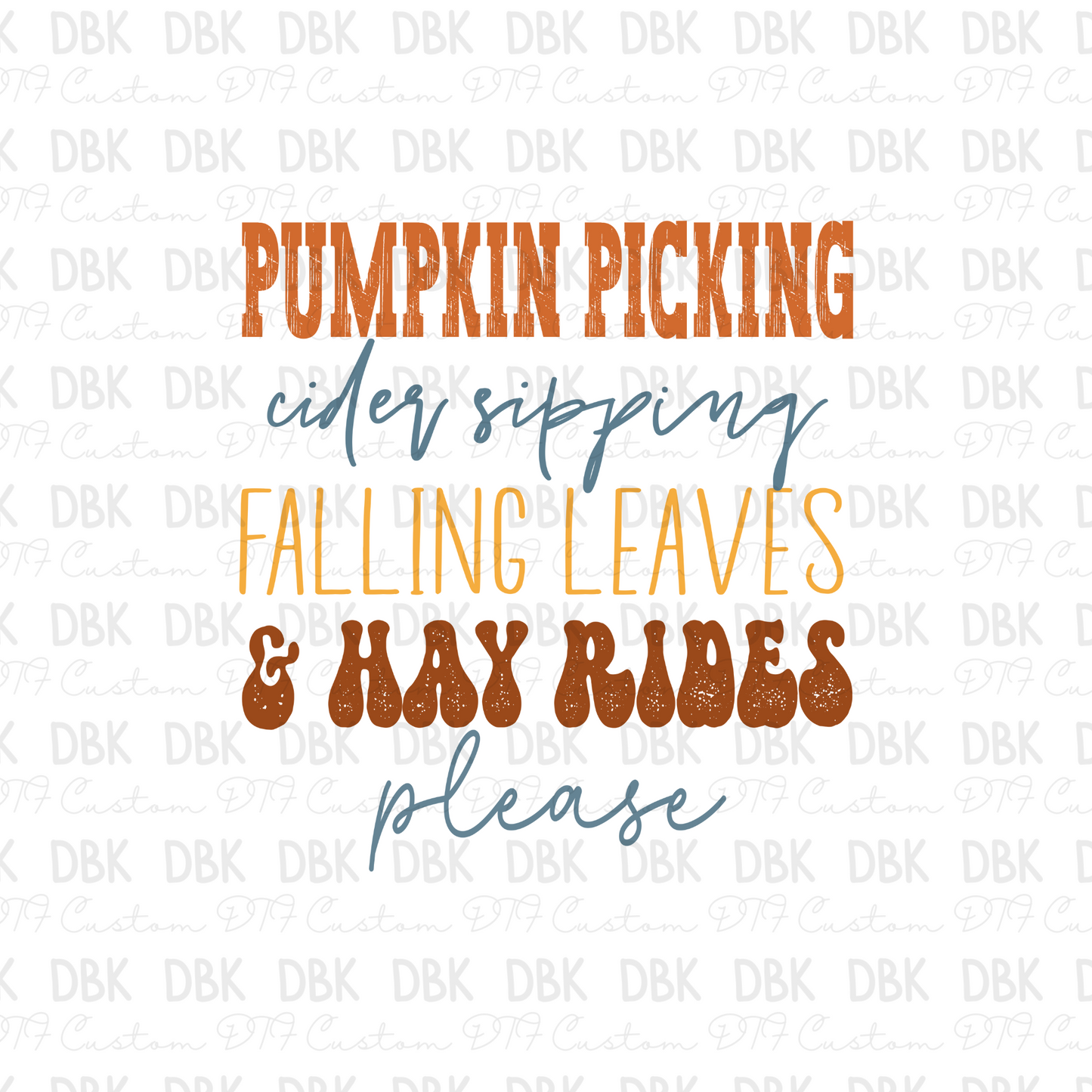 Pumpkin Picking DTF transfer F46