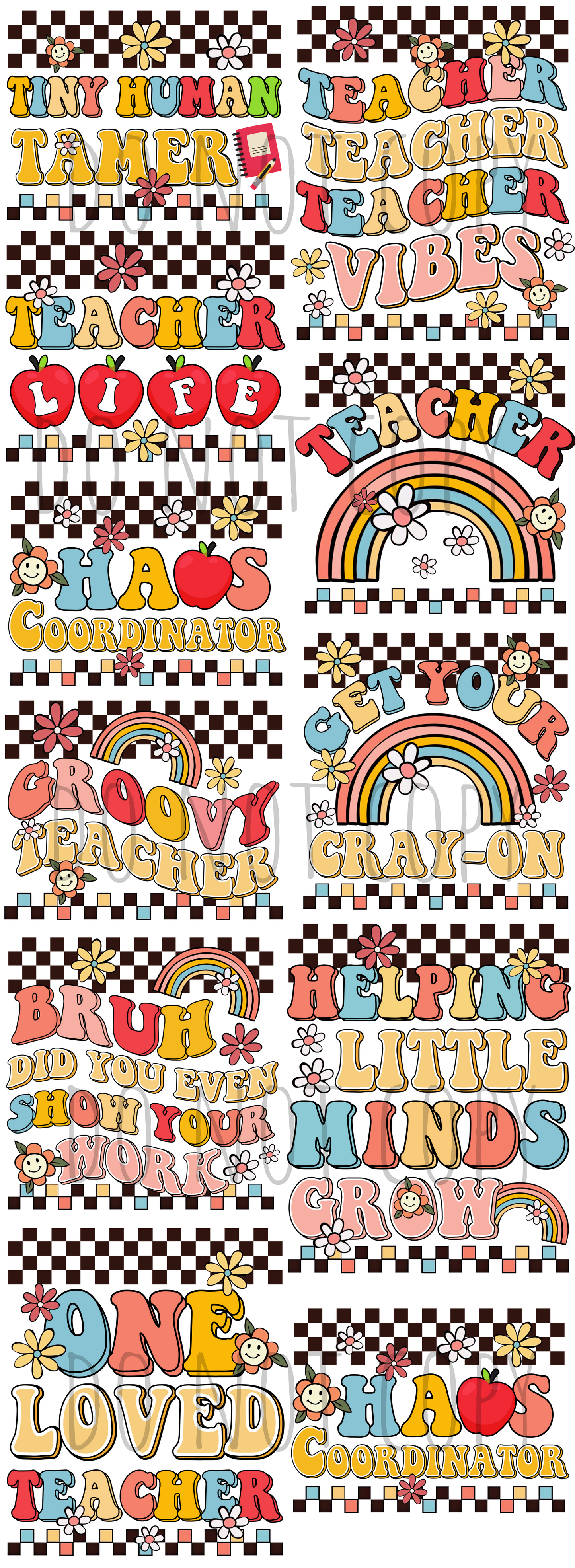 Retro Teacher gang sheet P104