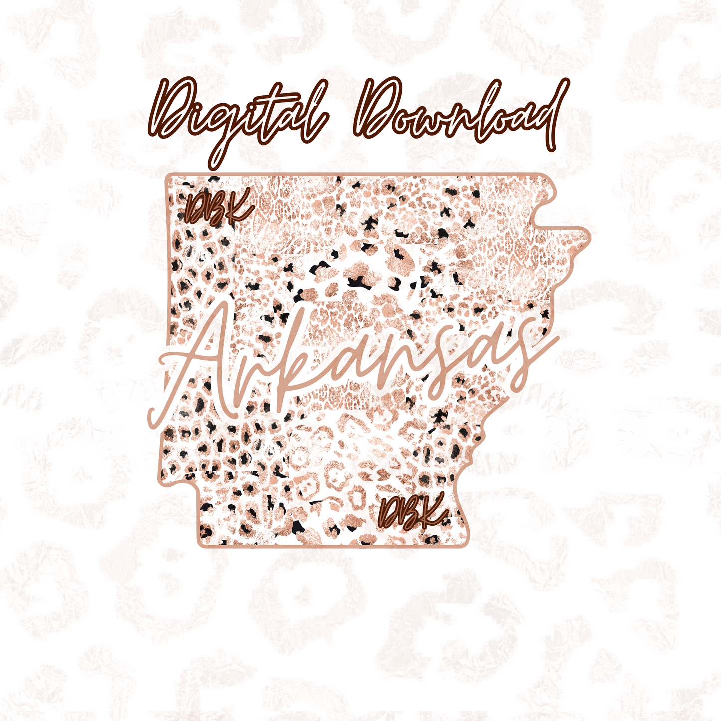 Arkansas Rose Gold Leopard Digital Download