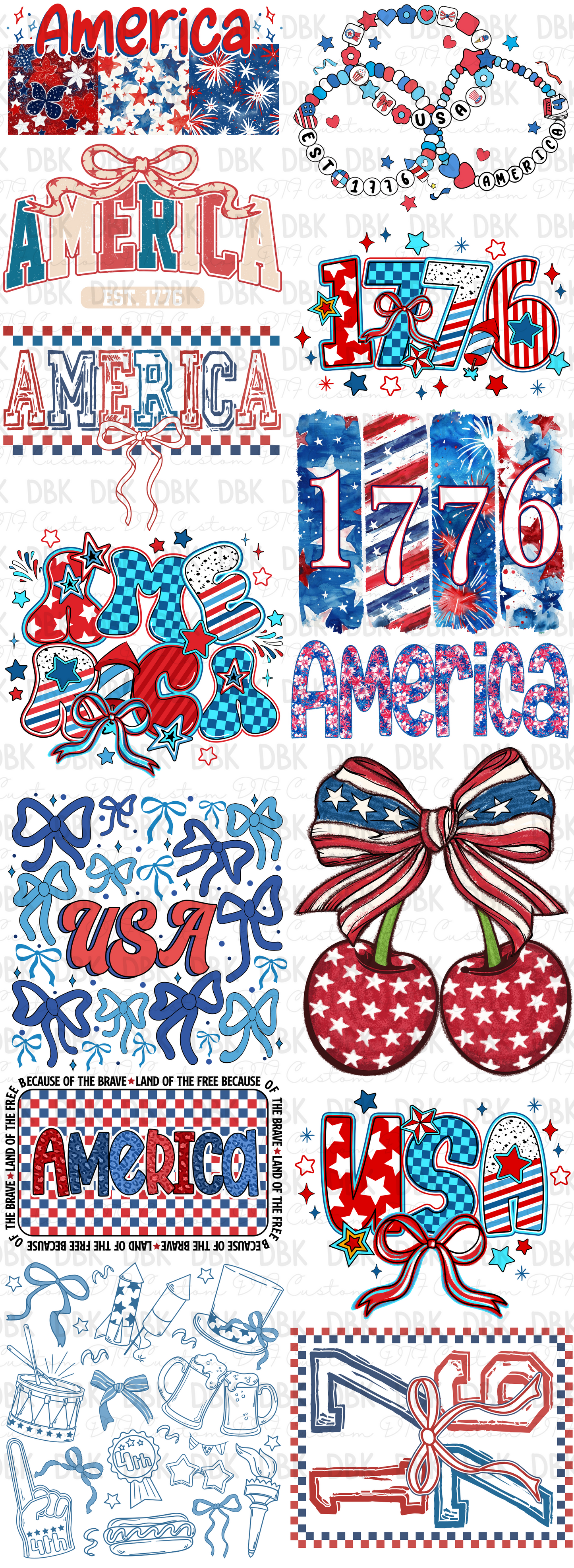 America Pre-Made Gang Sheet P166