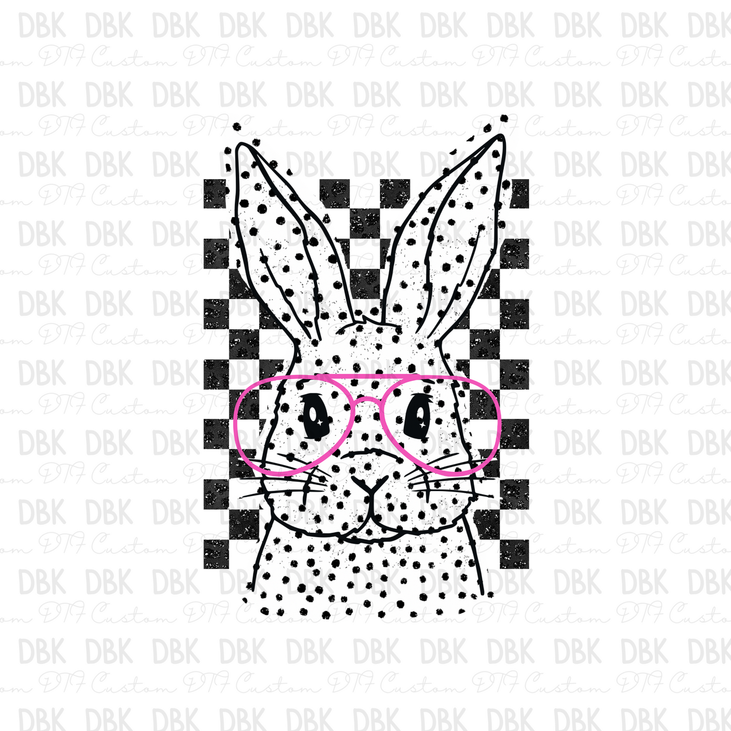 Checkered Bunny DTF transfer W16
