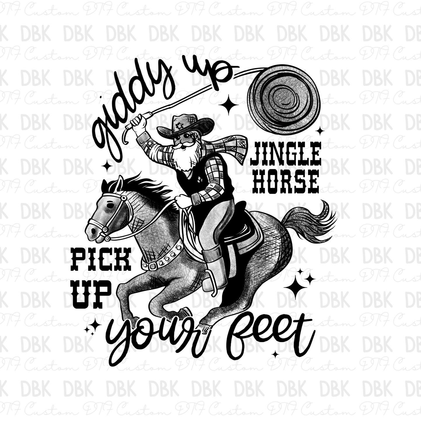 Giddy up DTF Transfer BLACK E239