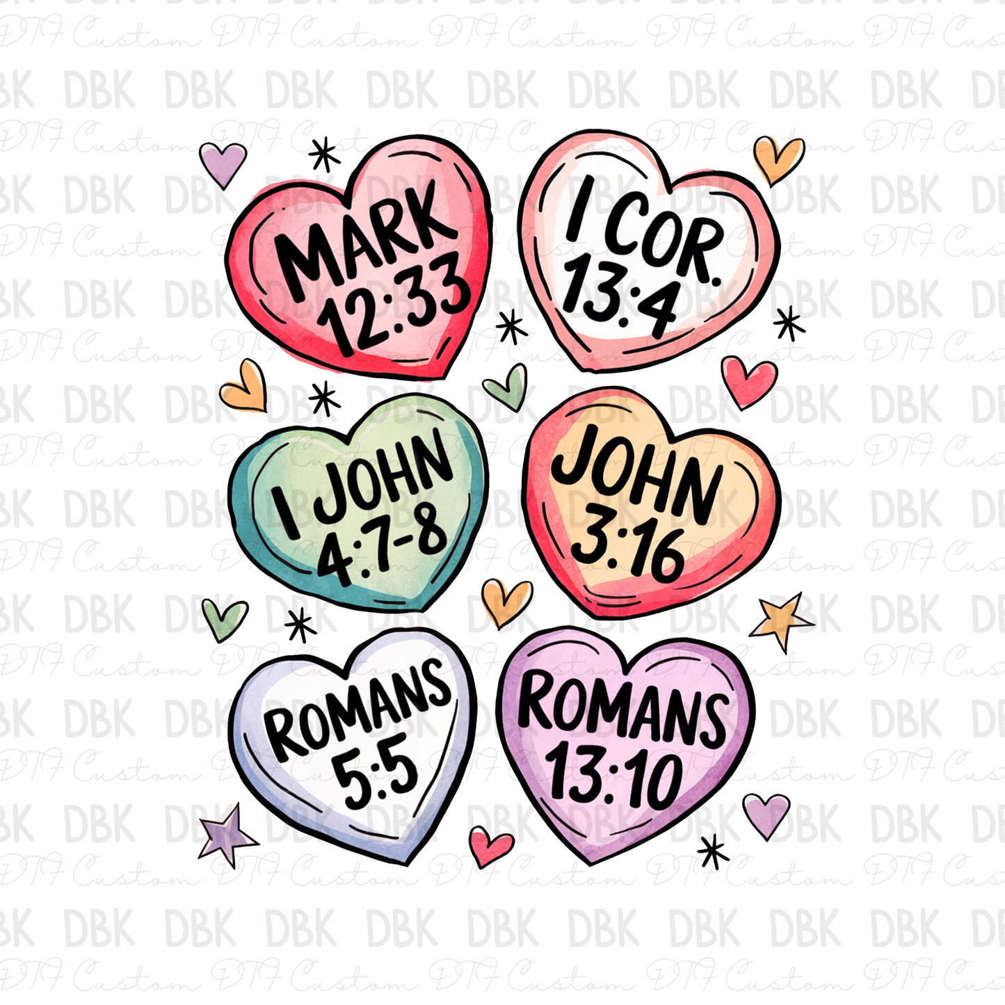 Valentine Hearts DTF transfer