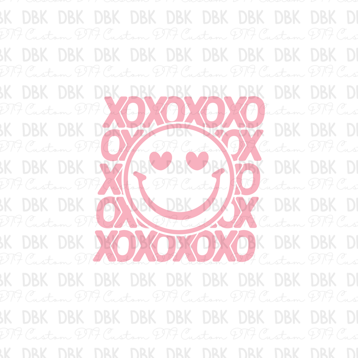 Pink XOXO Smiley DTF Transfer