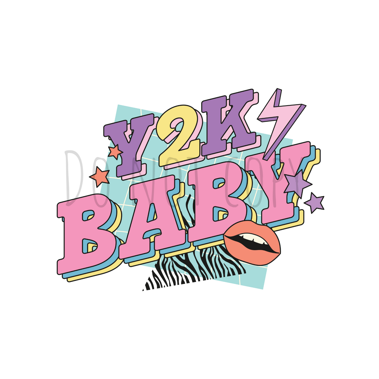 Y2K baby DTF transfer