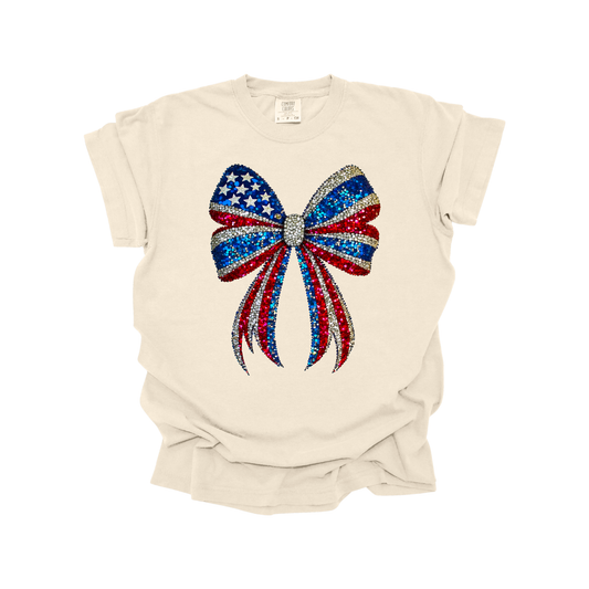 Rhinestone USA Bow DTF Transfer R192