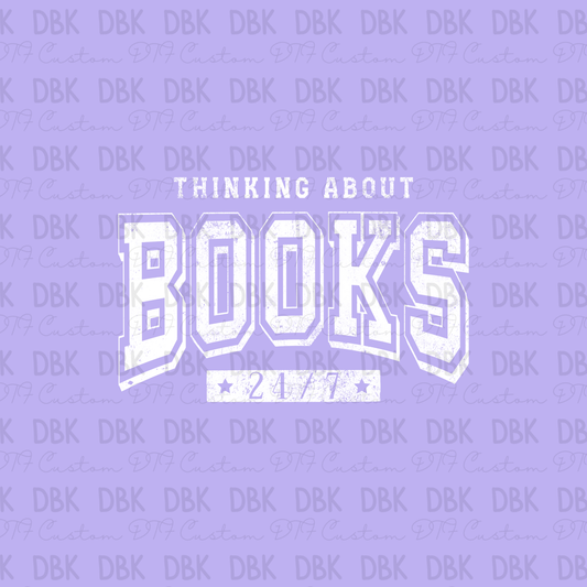 Thinking about books 24/7 DTF transfer WHITE D52