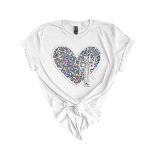 Heart & Cross DTF transfer FT62