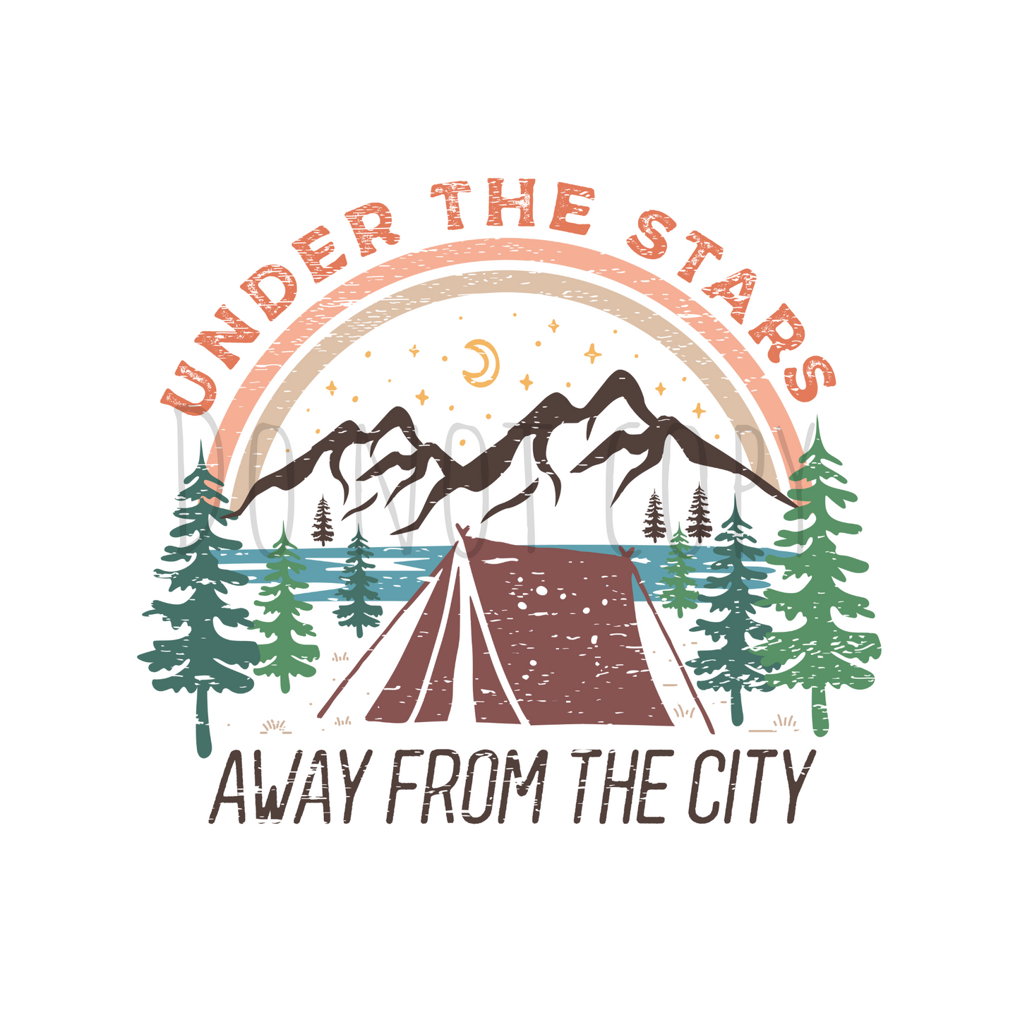 Under the stars away from the city DTF transfer