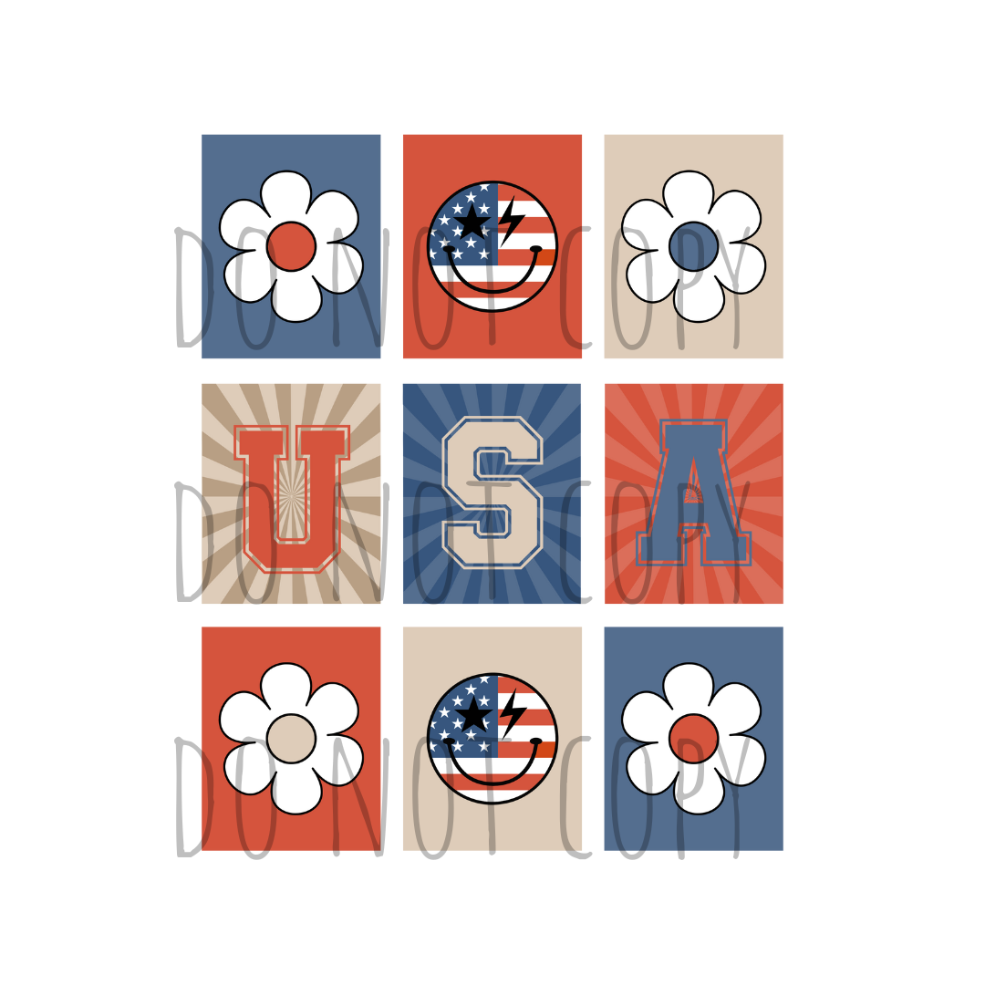 American Floral Retro DTF transfer R33