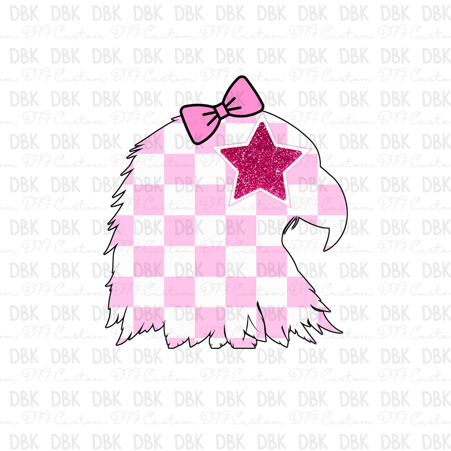 Checkered eagle pink DTF transfer K83