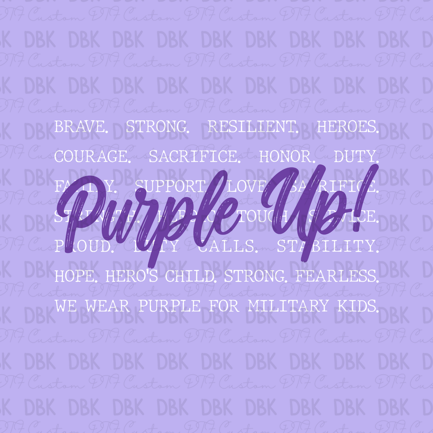 Purple up DTF Transfer WHITE