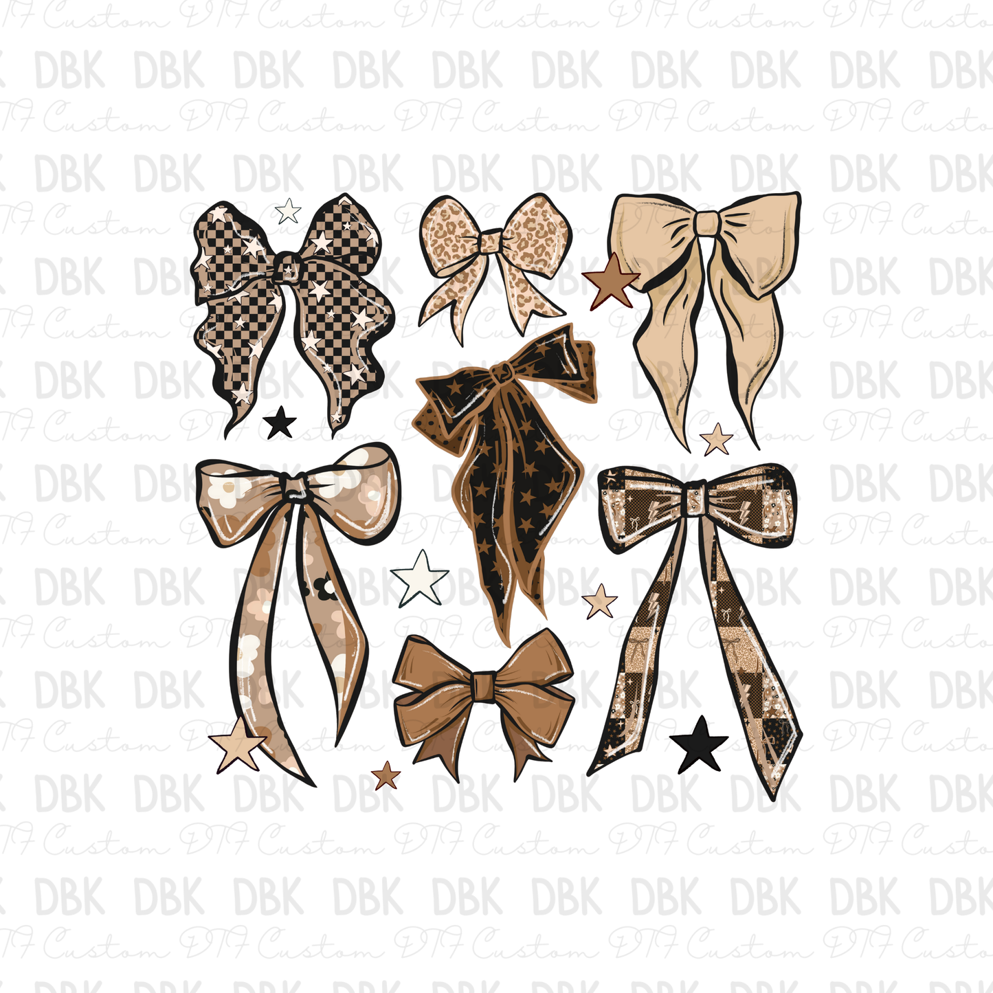 Brown Bows Floral DTF Transfer