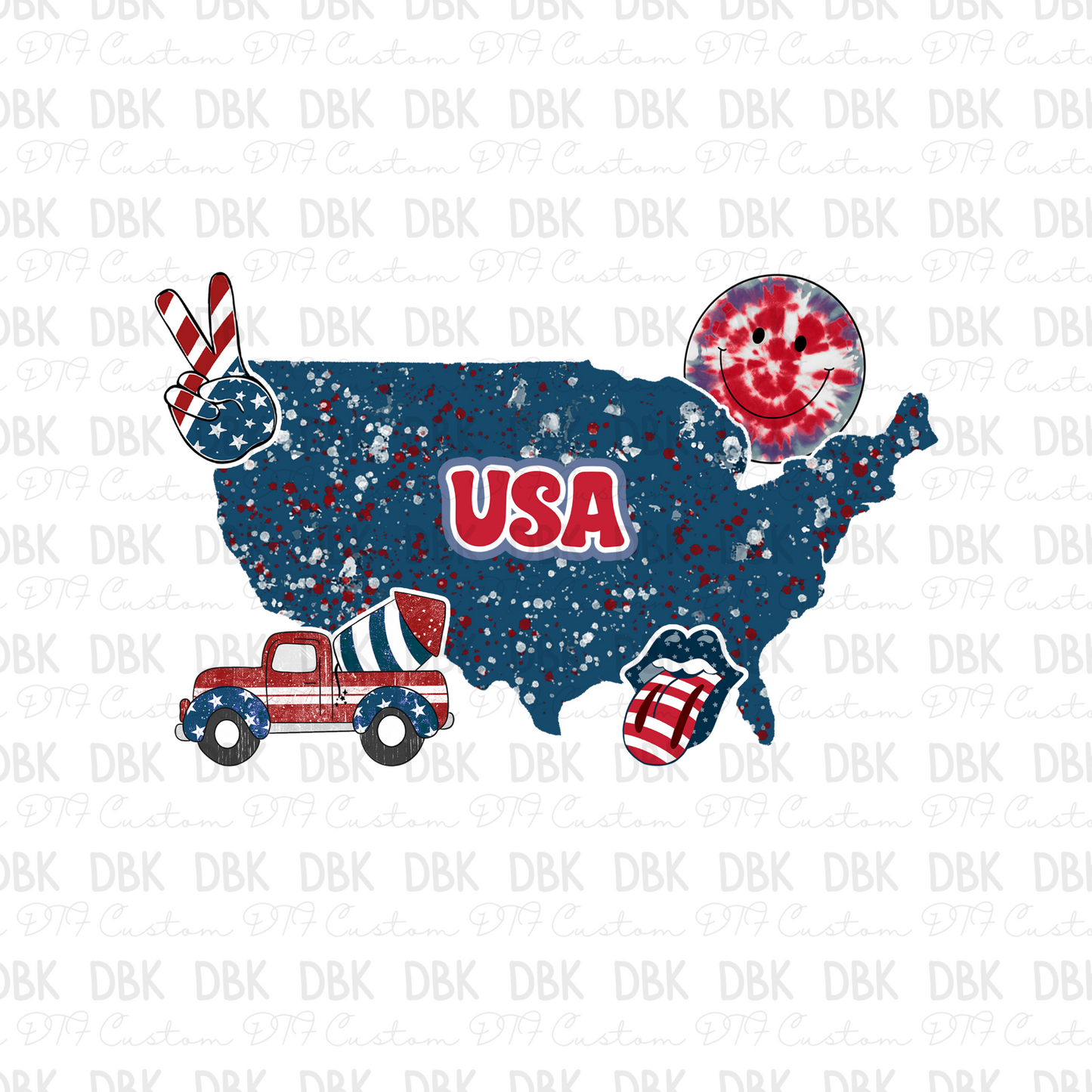 USA Map DTF Transfer R110