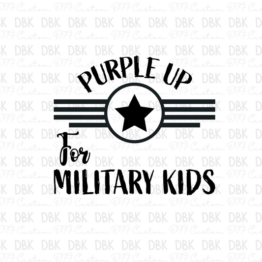 Purple up for military kids DTF Transfer