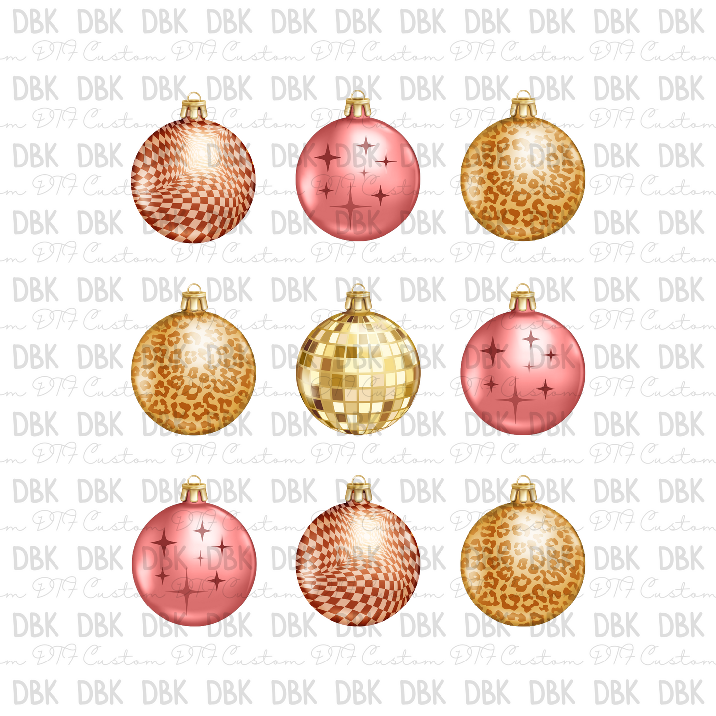 Pink\Gold Ornaments DTF transfer E28