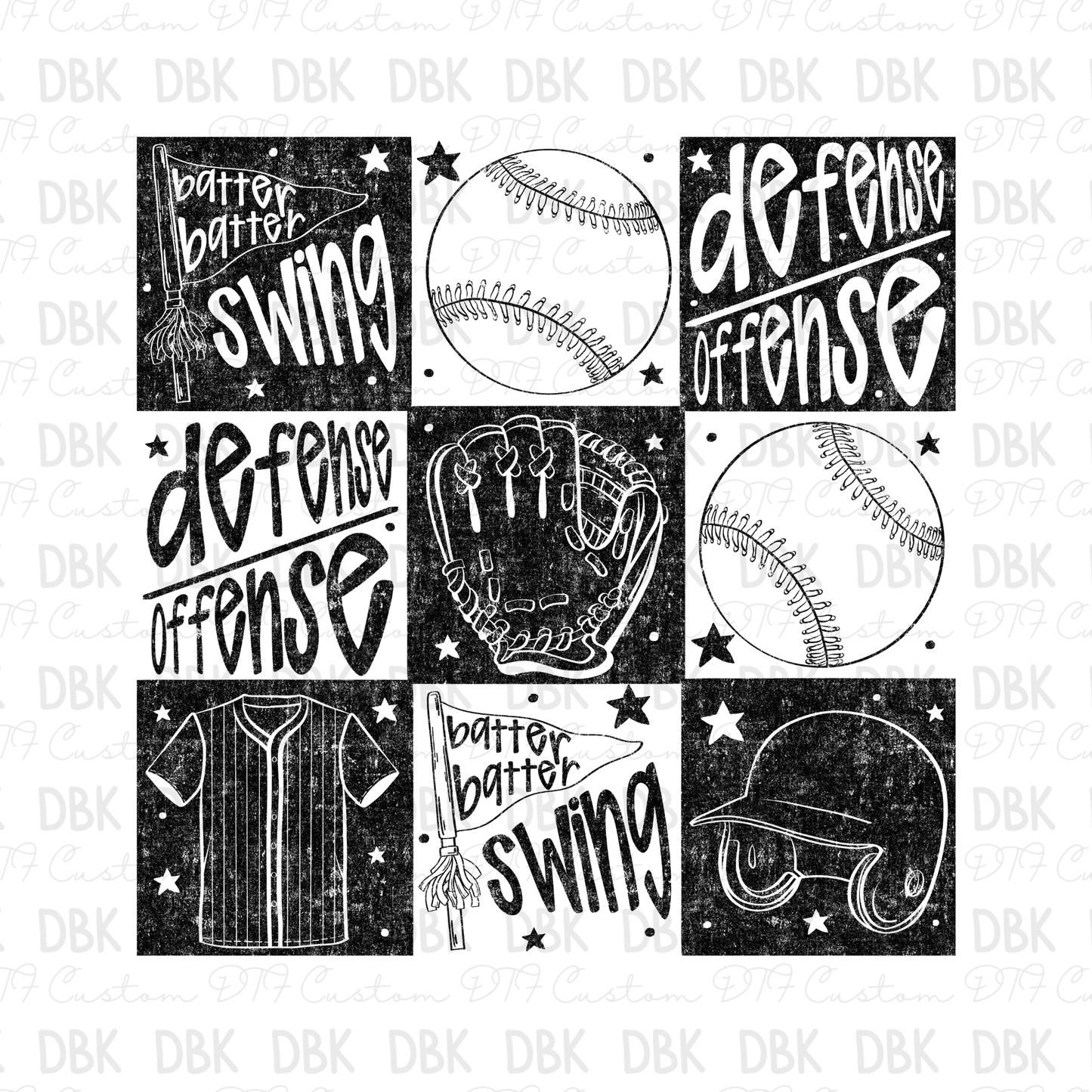 Baseball Things DTF Transfer BLACK C208
