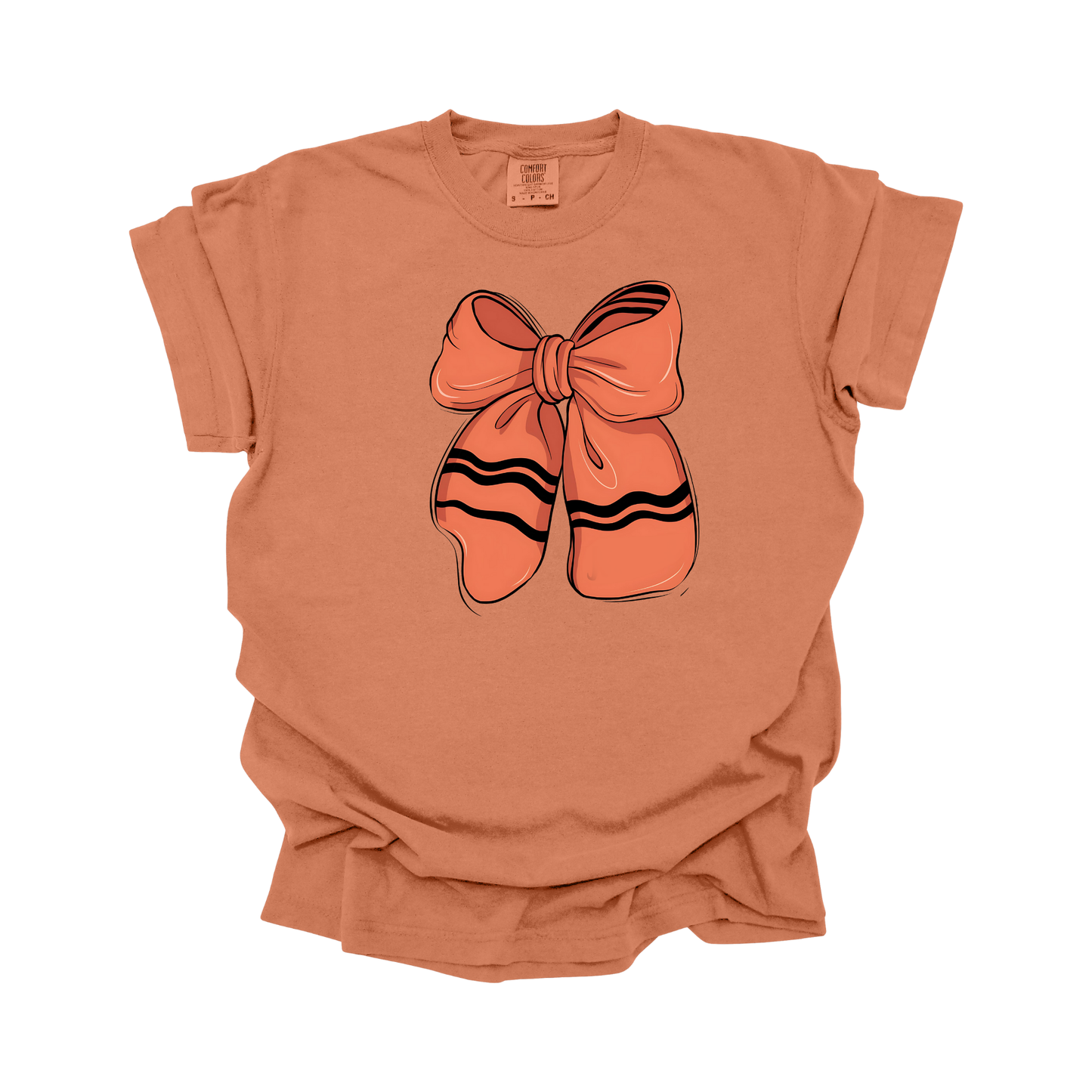 Orange Crayon Bow DTF Transfer