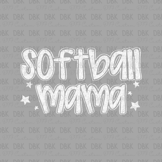 Softball mama DTF Transfer WHITE C212