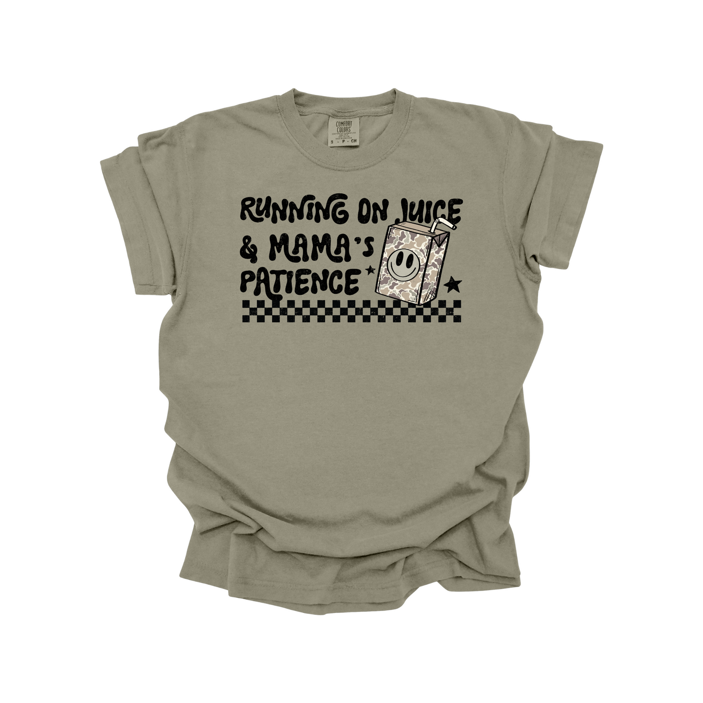 Running on juice & Mama's patience camo DTF Transfer