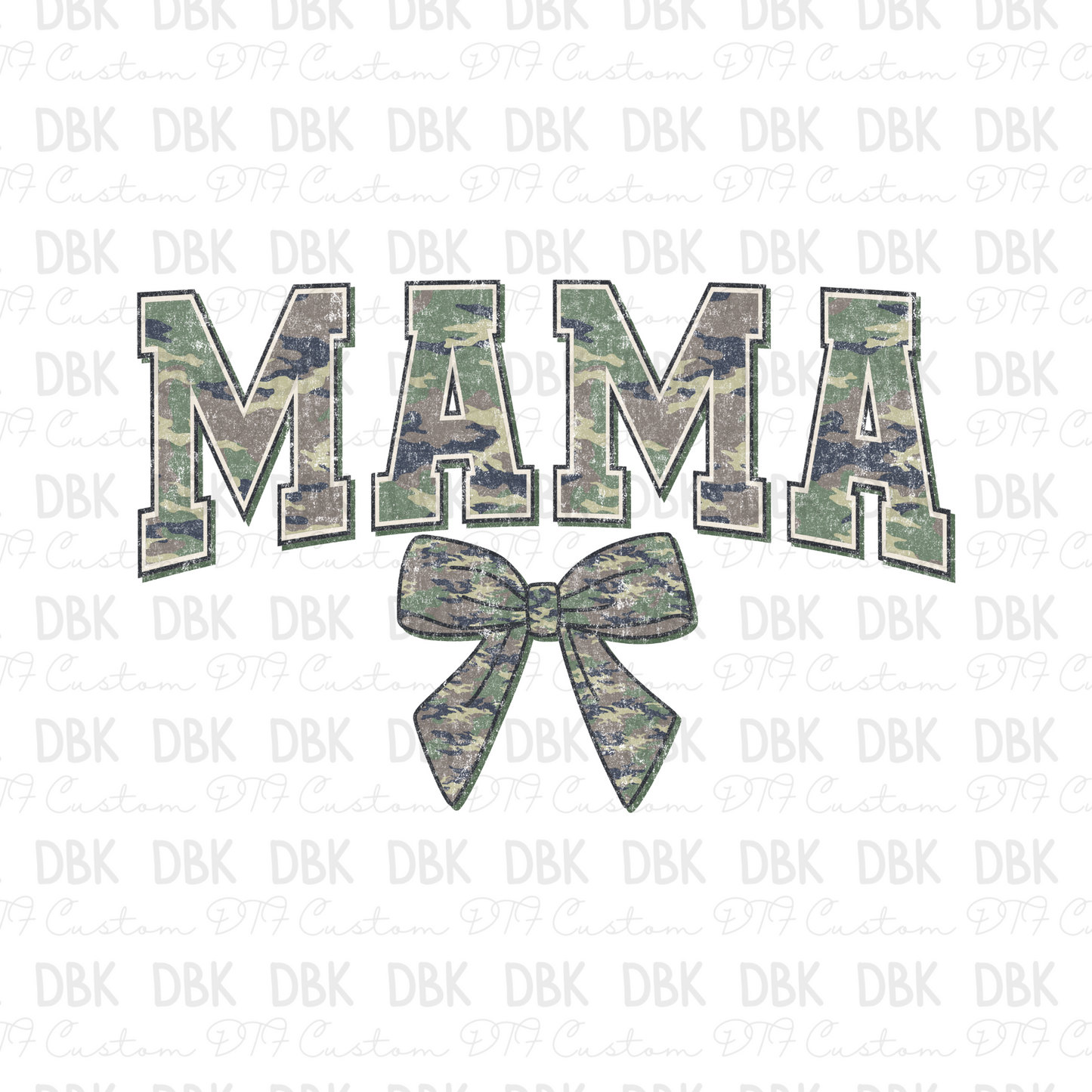 Camo MAMA Bow DTF Transfer
