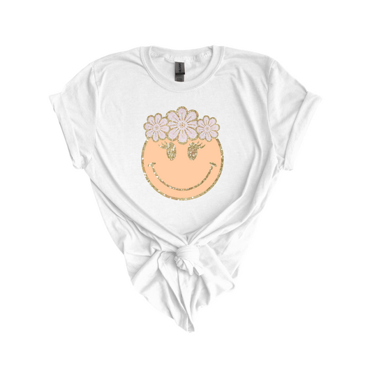 Floral Smiley DTF transfer