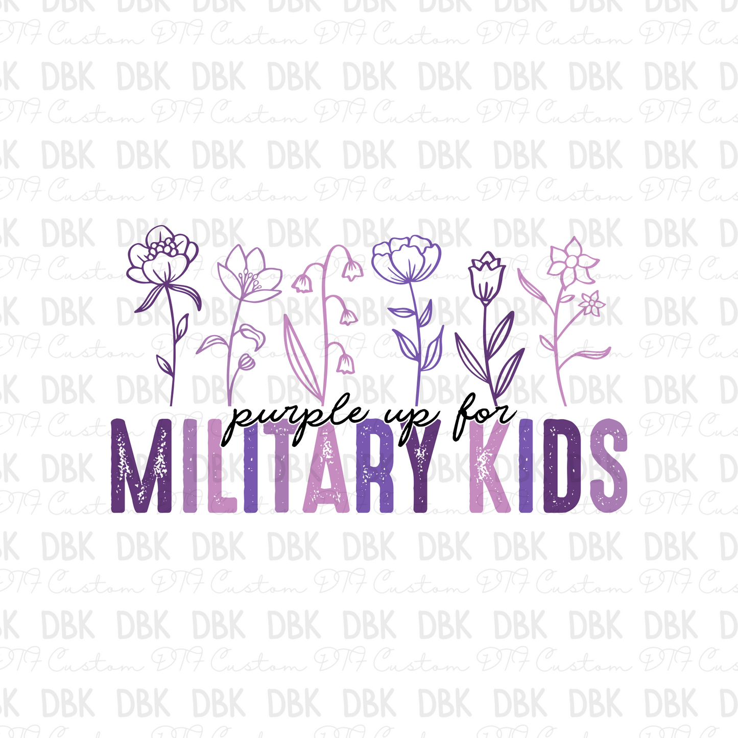 Military kids DTF Transfer BLACK