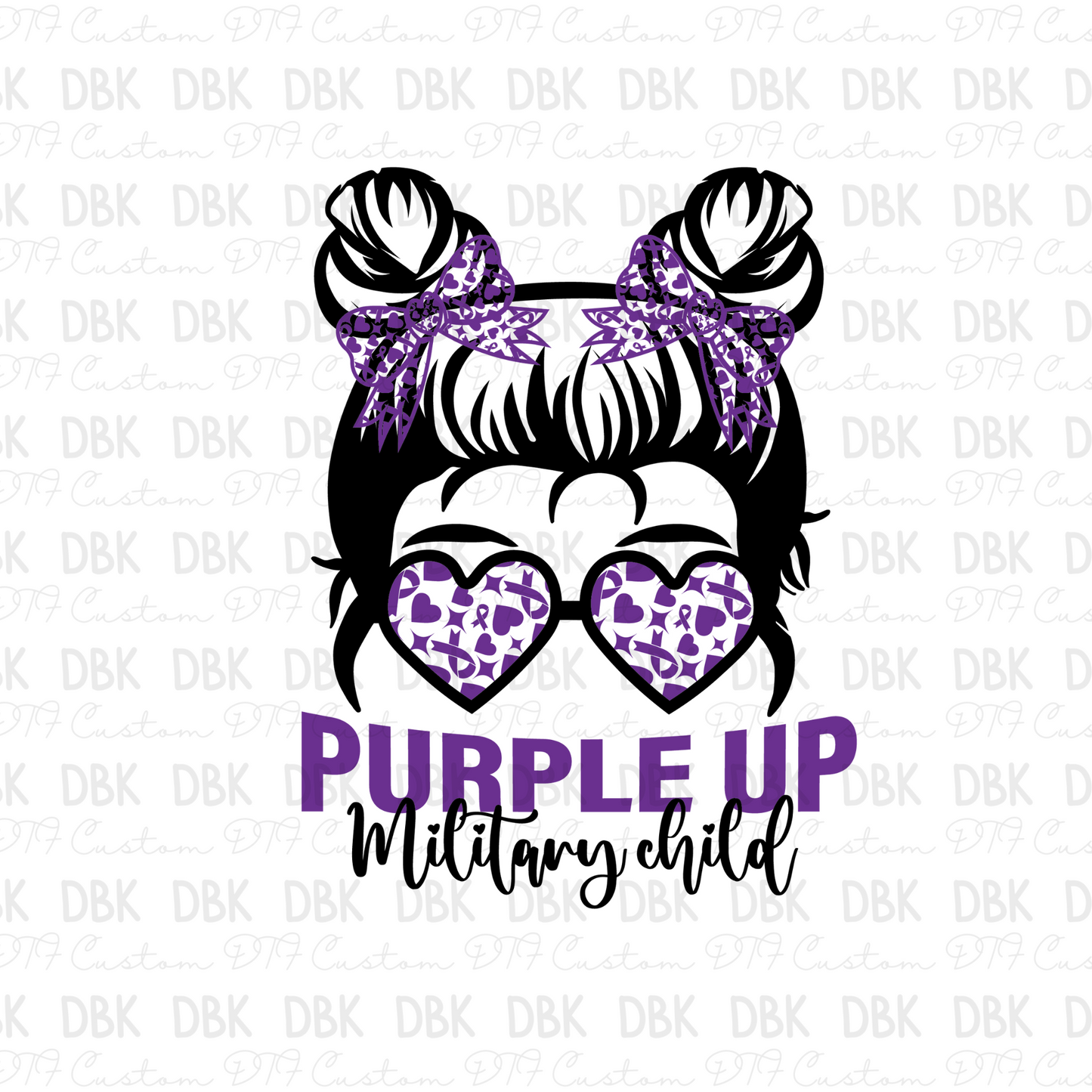 Purple up Military child DTF Transfer