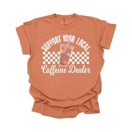 Support your local caffeine dealer DTF Transfer WHITE