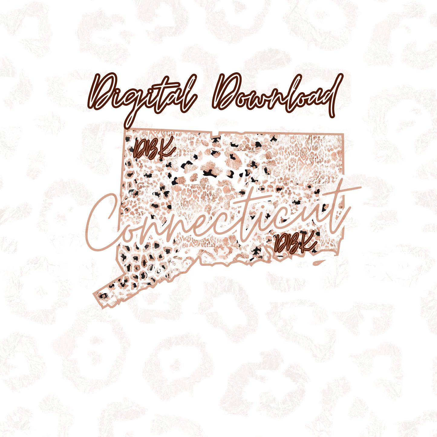 Connecticut Rose Gold Leopard Digital Download