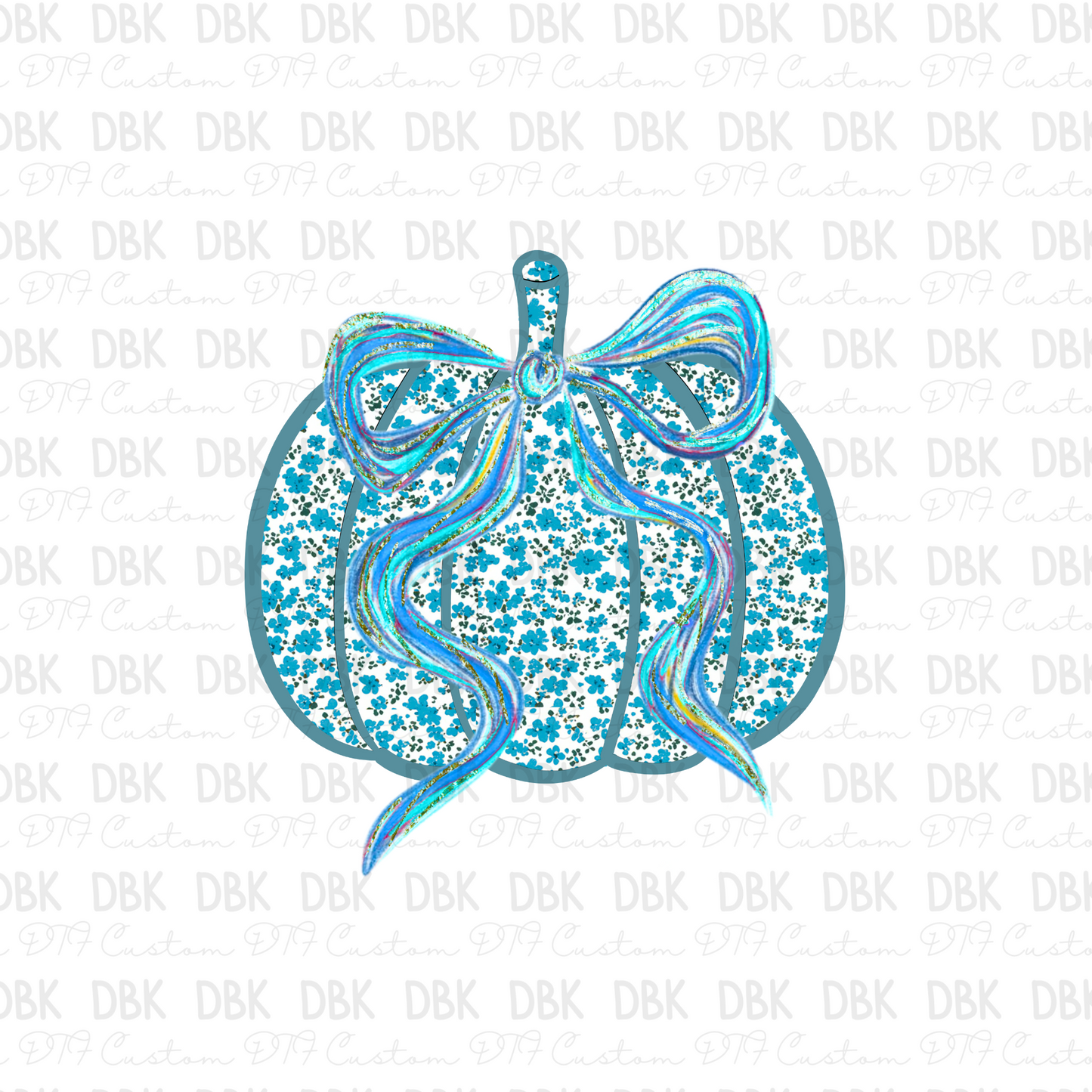 Blue Preppy Pumpkin DTF Transfer FS4