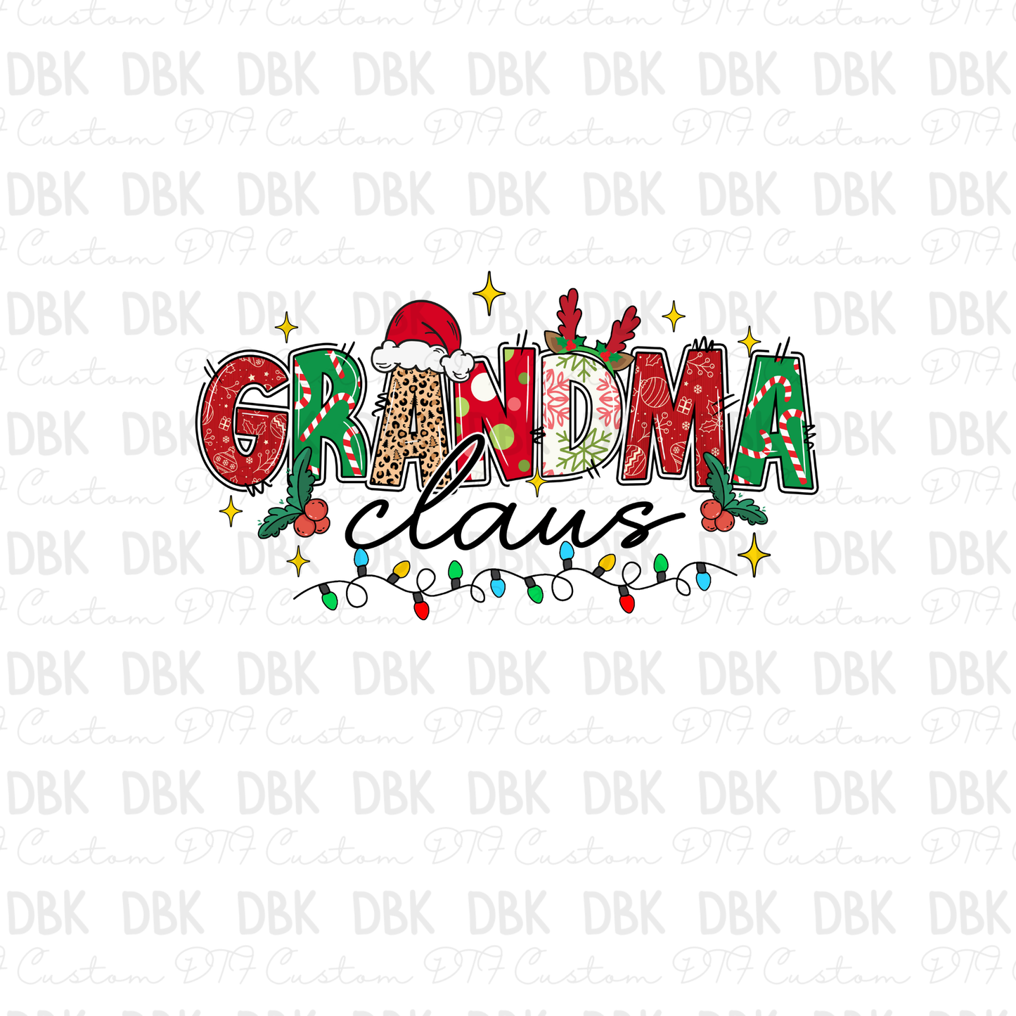 Grandma Clause DTF Transfer E308