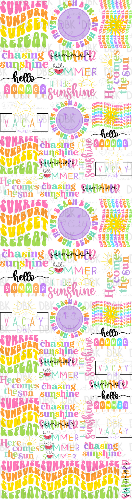 Summer Pre-Made Gang Sheet P181 YOUTH, TODDLER, INFANT