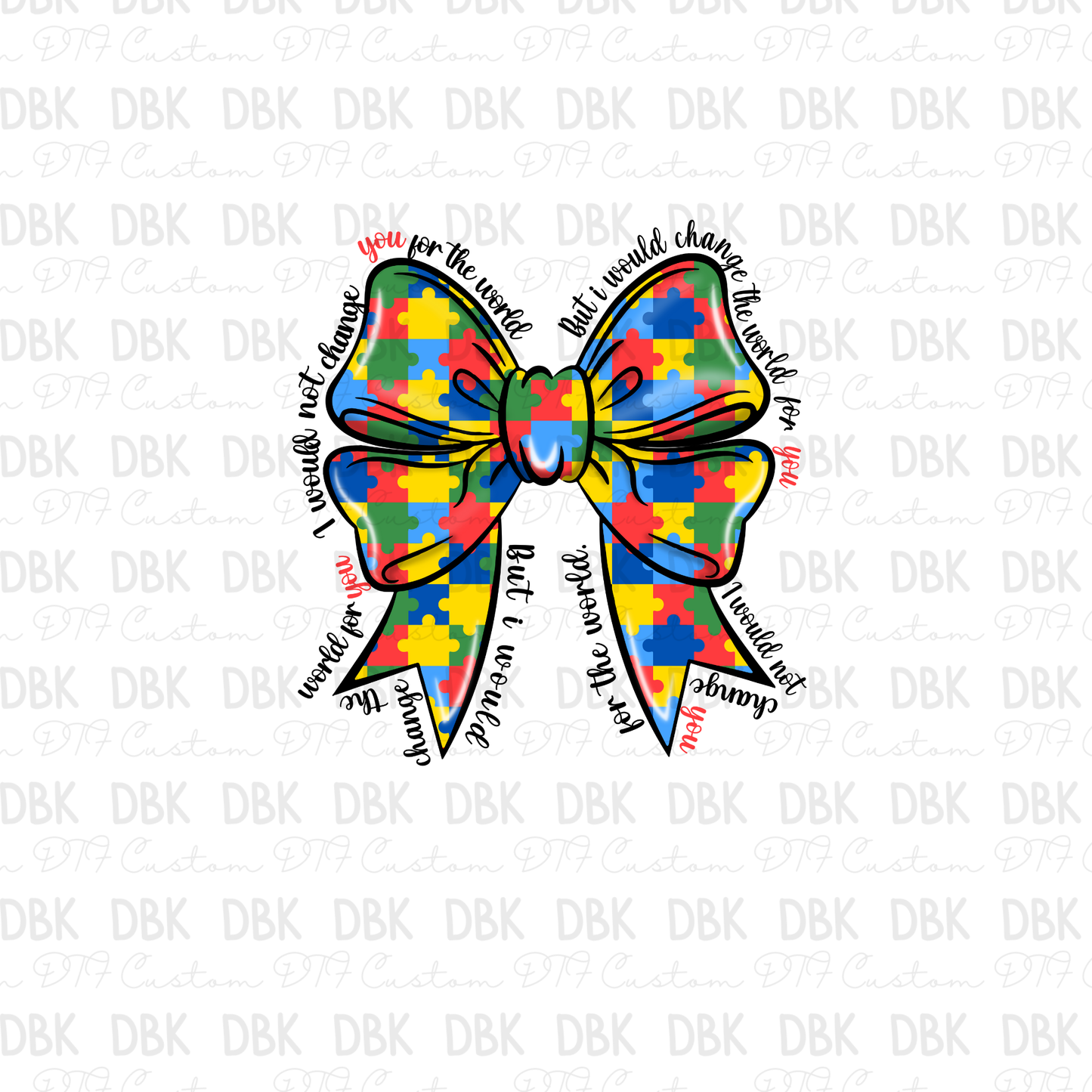 Autism Bow DTF Transfer