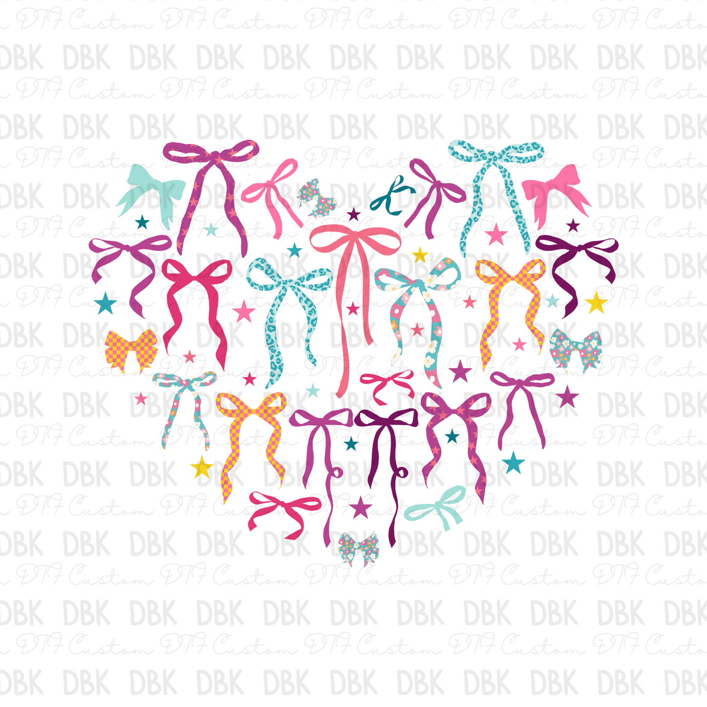 Preppy Bow Heart DTF Transfer