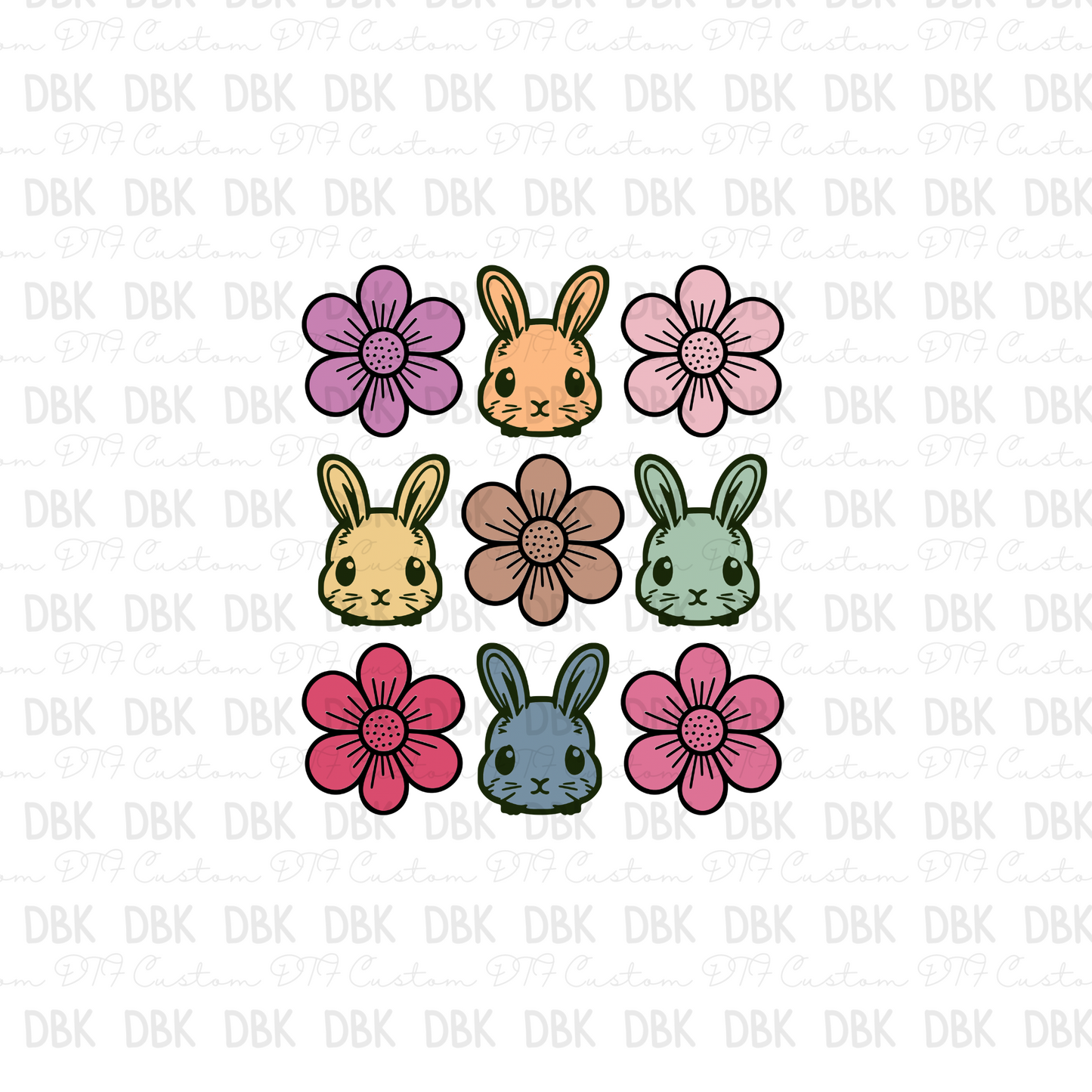 Flowers & Bunnys DTF transfer W21