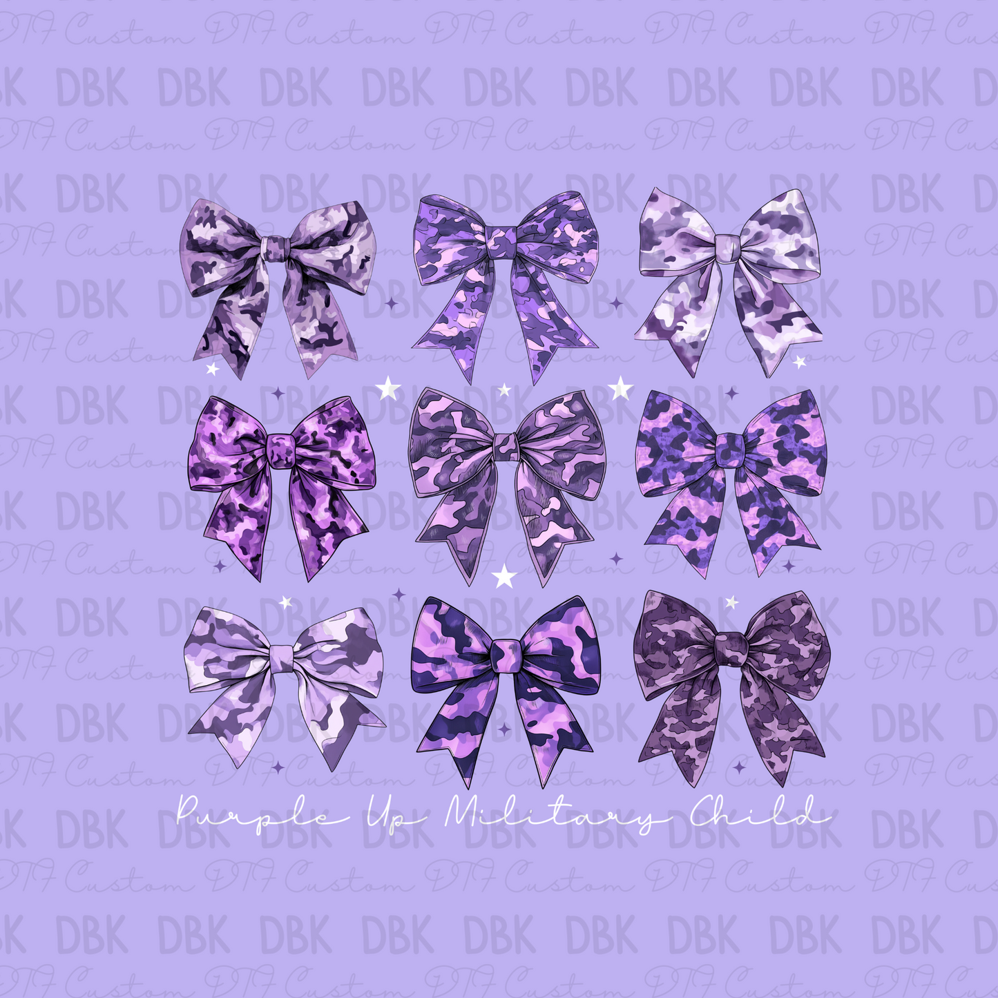 Purple up bows DTF Transfer WHITE