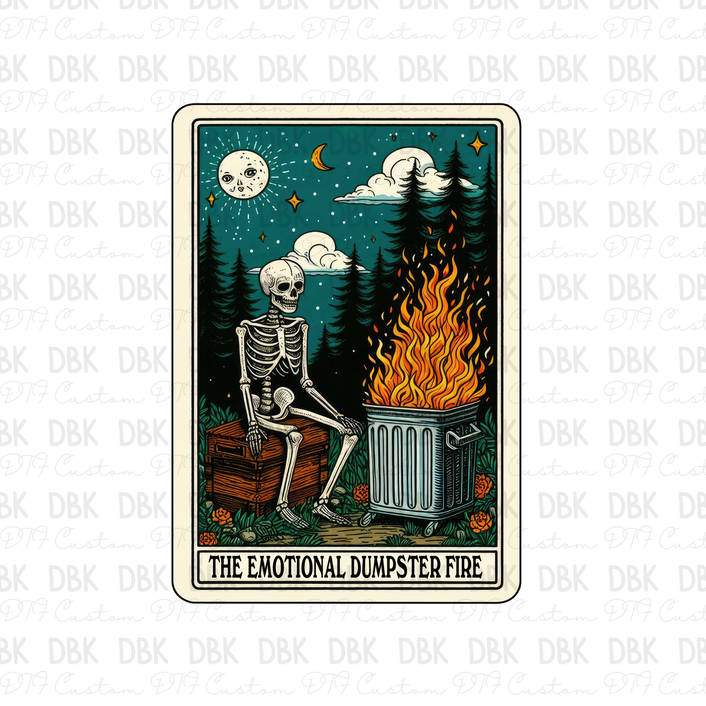 The emotional dumpster fire Tarot DTF transfer