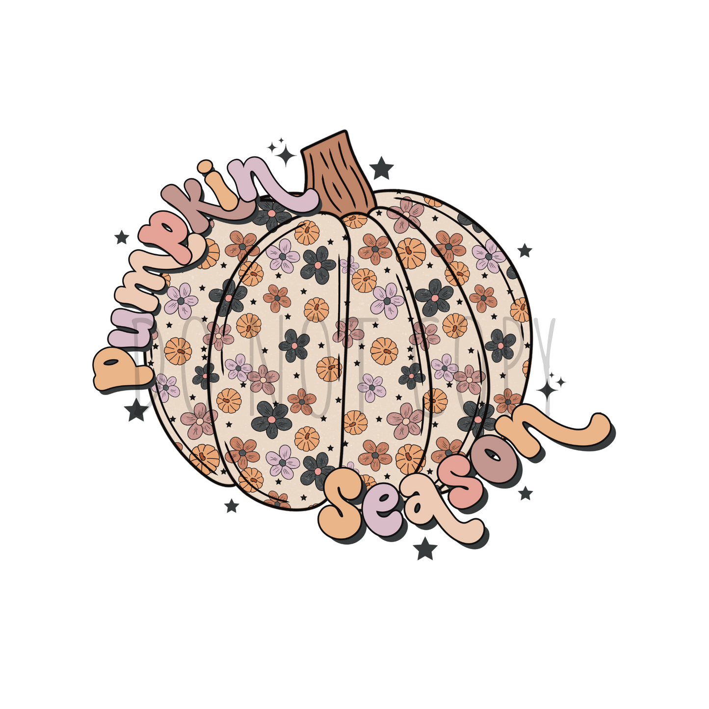 Pumpkin season floral DTF transfer F2