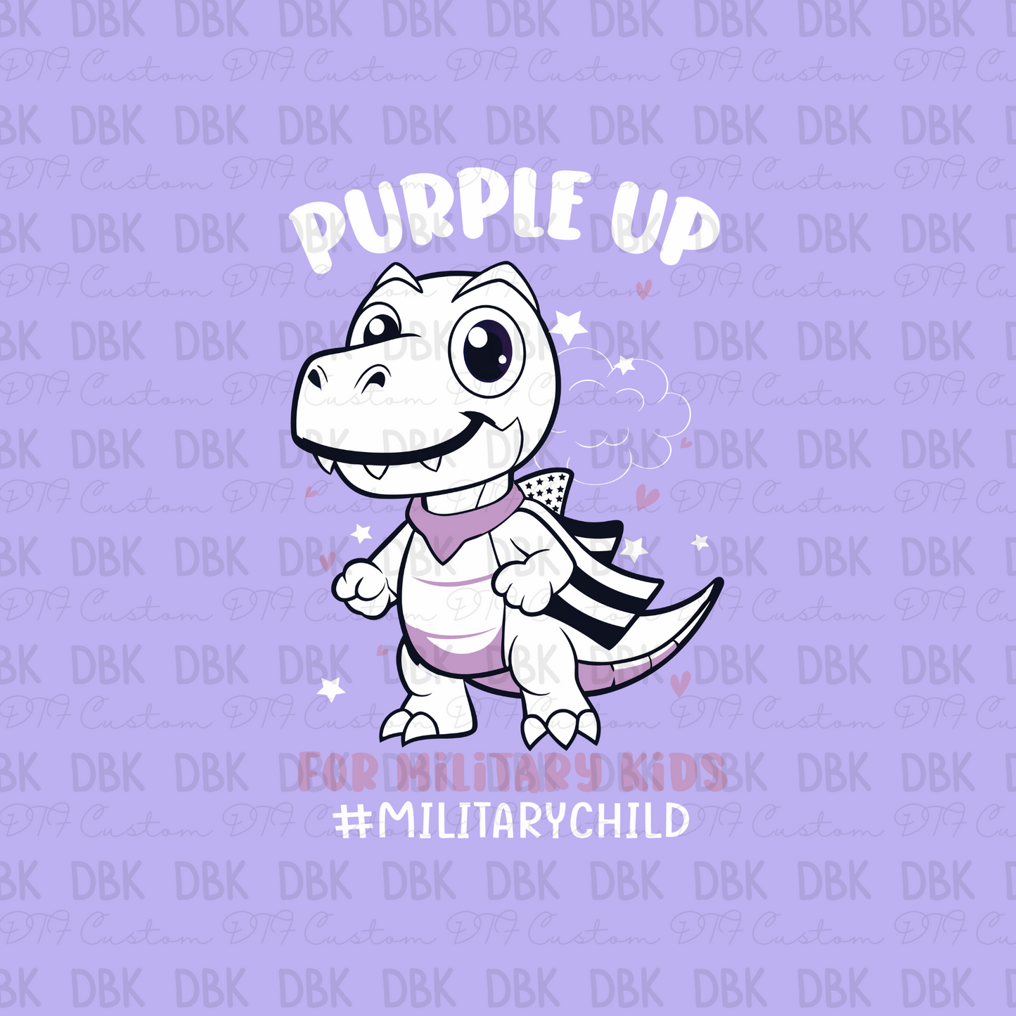 Purple up Dino DTF Transfer