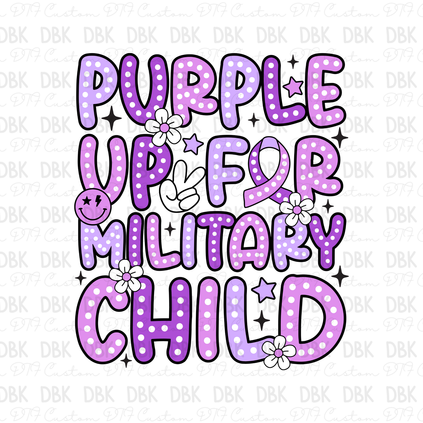 Purple up for military child DTF Transfer